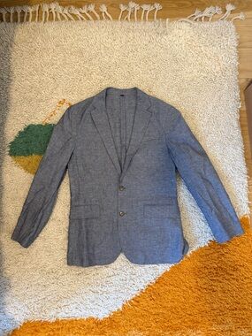 J. Crew Blue Linen Two-Button Blazer